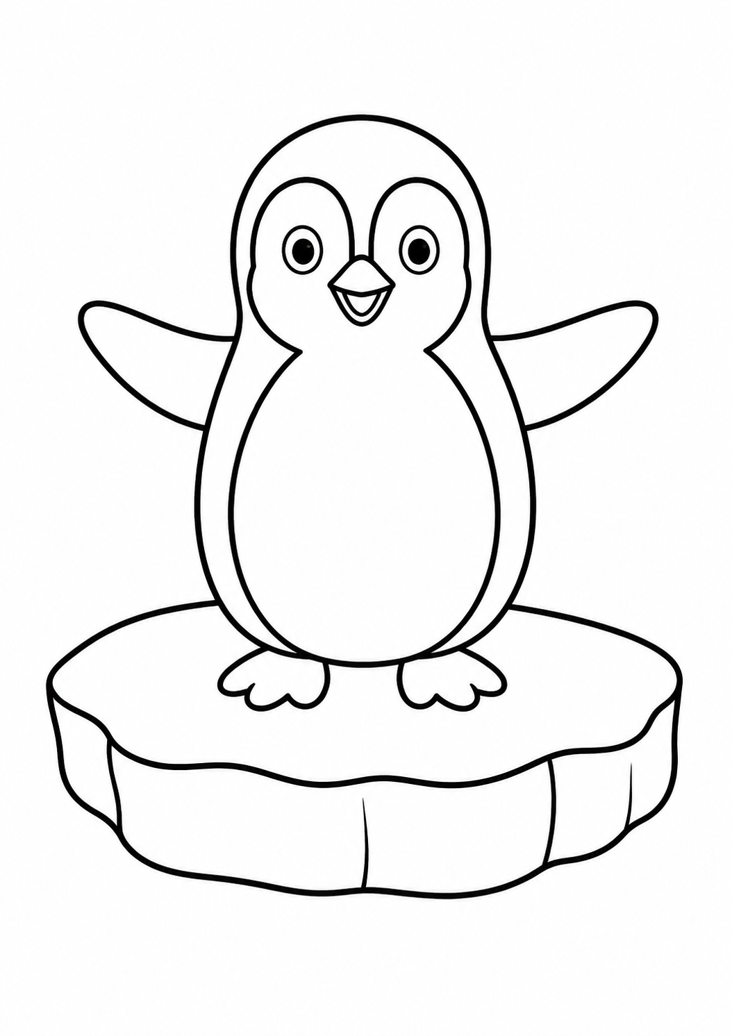Kleurplaat: pinguïn op een ijsschots.