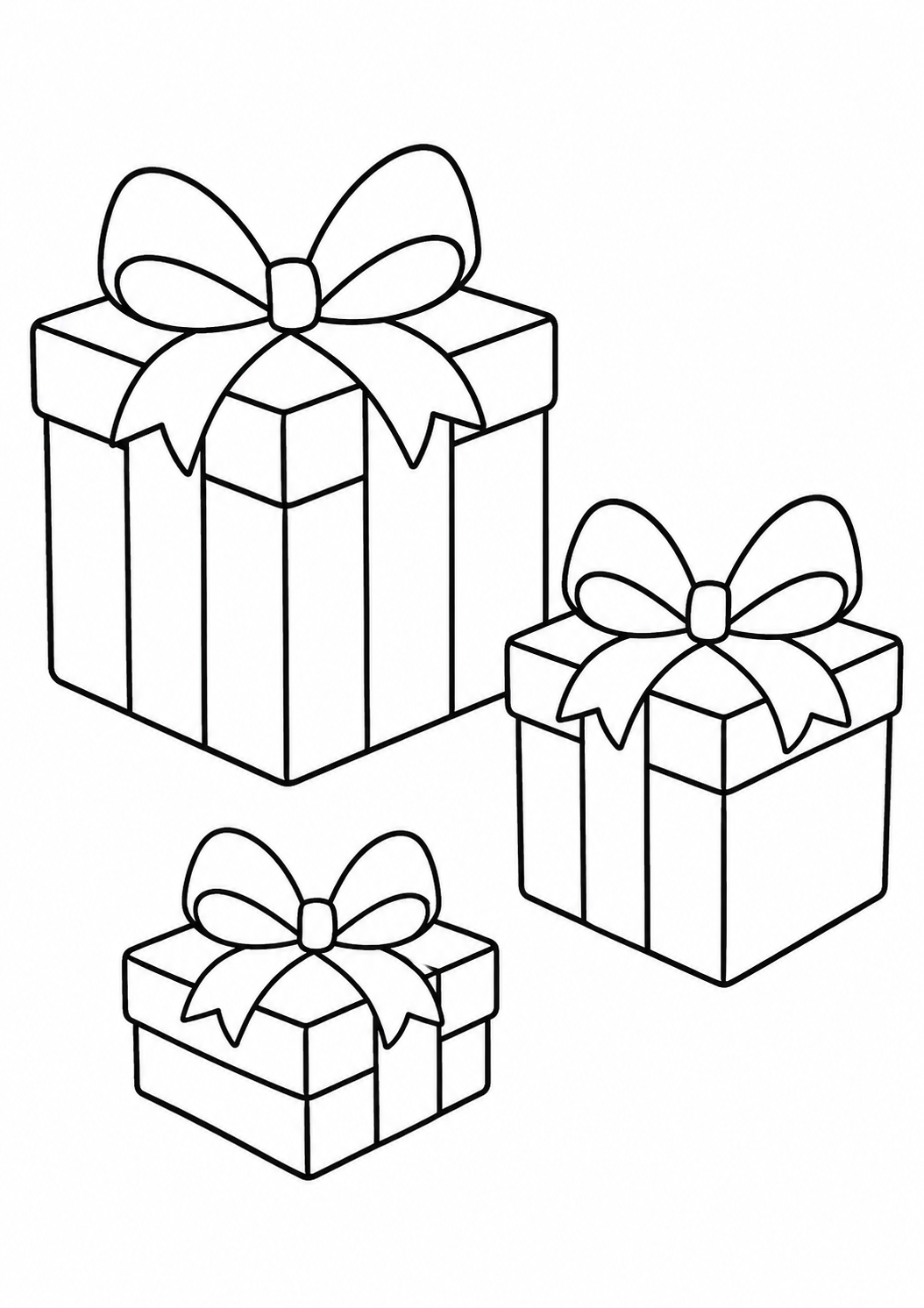 Kleurplaat: cadeautjes met strikken.