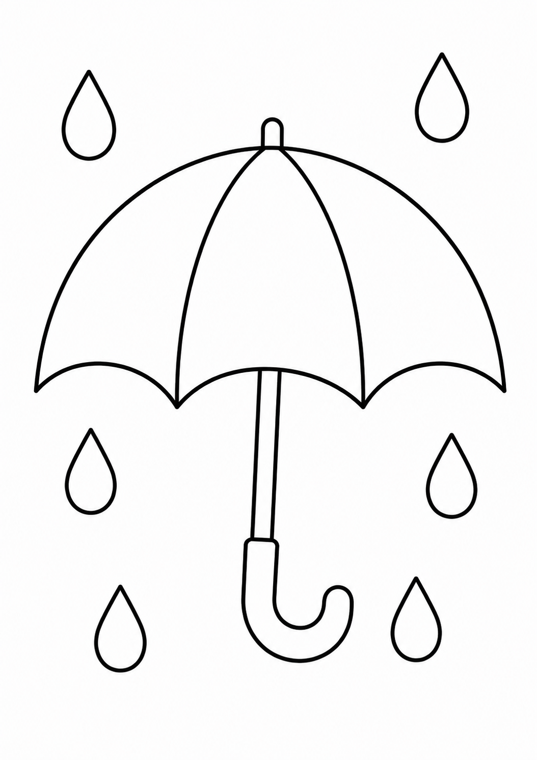 Kleurplaat: paraplu in de regen.