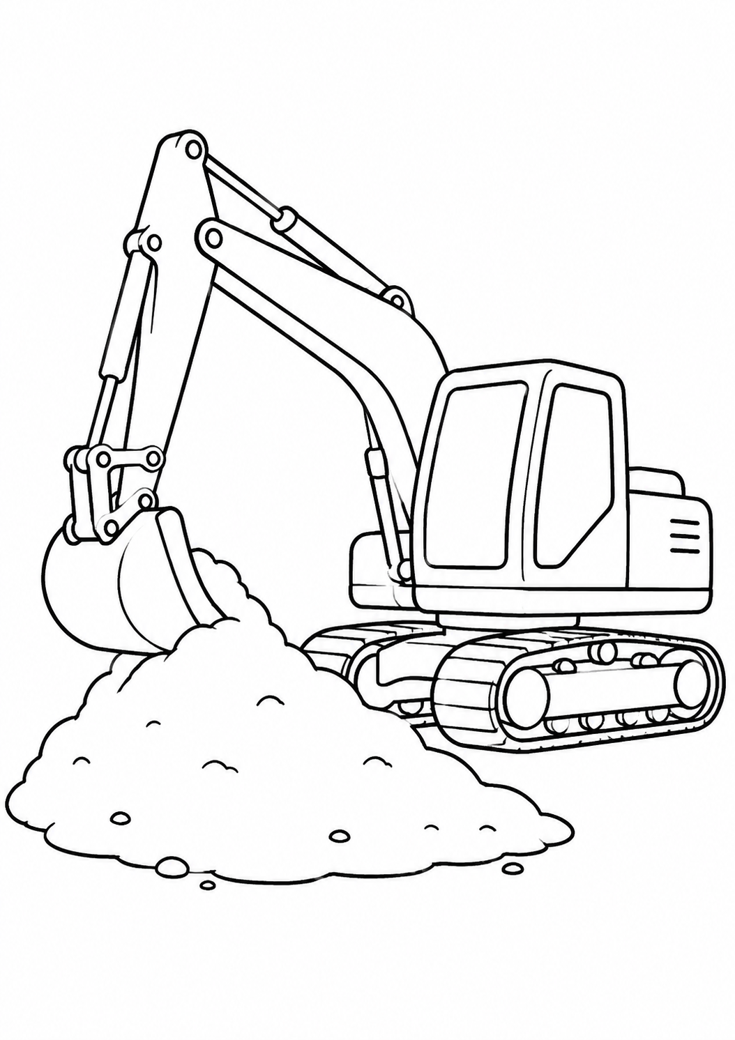 Kleurplaat: graafmachine met zand.